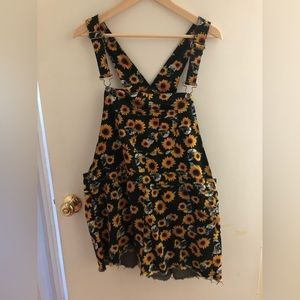 Sunflowers & Skulls Denim shorteralls